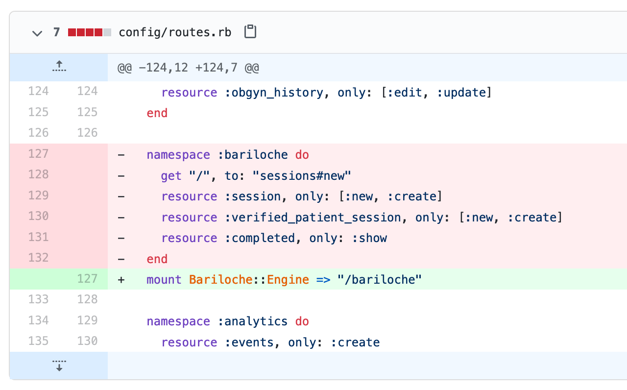 git diff mounting an Engine instead of declaring routes