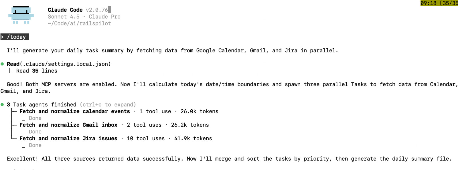 Claude Code organizing my daily tasks